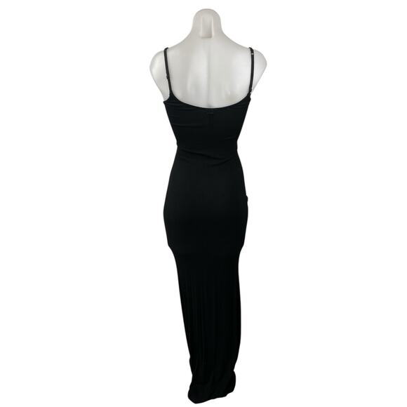 Skims Black Sleeveless Ribbed Knit Scoop Neck Sculpt Cami Tank Maxi Slip Dress L - Picture 2 of 3